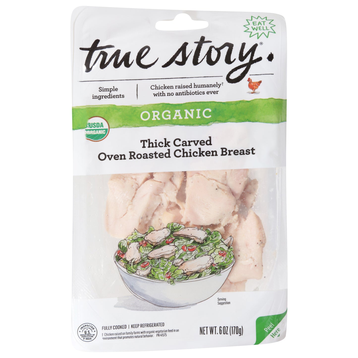 True Story Organic Thick Carved Oven Roasted Chicken Breast 6 oz