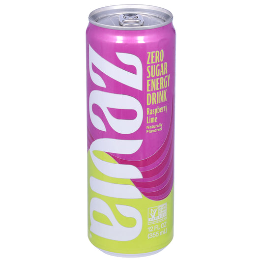 Zevia Zero Sugar Raspberry Lime Energy Drink 12 fl oz