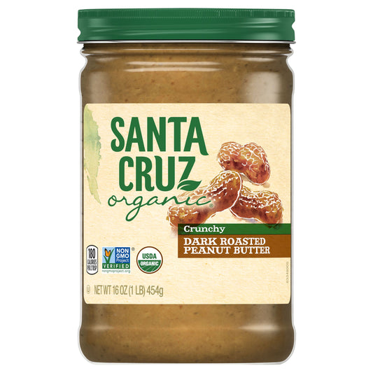 Santa Cruz Organic Crunchy Dark Roasted Peanut Butter, 16 Ounces