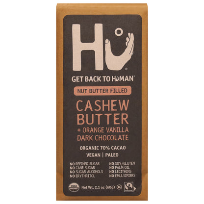 Hu Organic 70% Cacao Cashew Butter + Orange Vanilla Dark Chocolate 2.1 oz