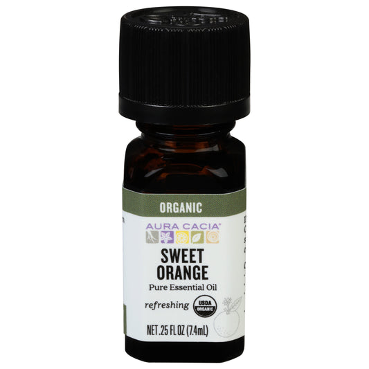 Aura Cacia Organic Refreshing Sweet Orange Pure Essential Oil 0.25 fl oz