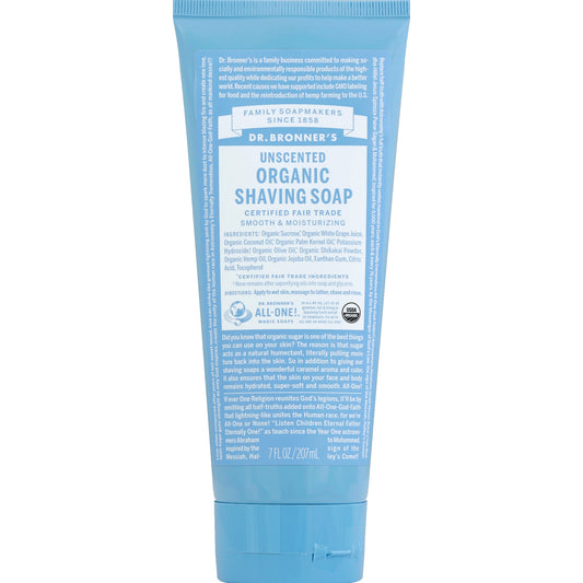 Dr. Bronner's Shaving Gel 7 oz - UNSCENTED ORGANIC SHAVING SOAP