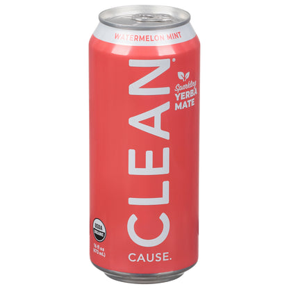 Clean Cause Watermelon Mint Sparkling Yerba Mate 16 fl oz Can