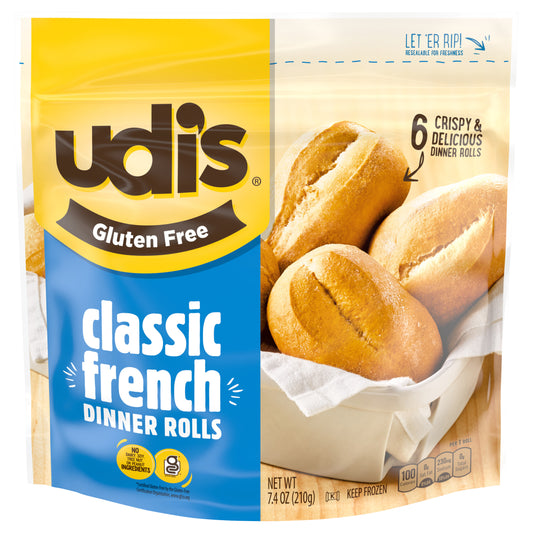 Udi's Gluten Free Classic French Dinner Roll, Frozen, 7.41 oz.