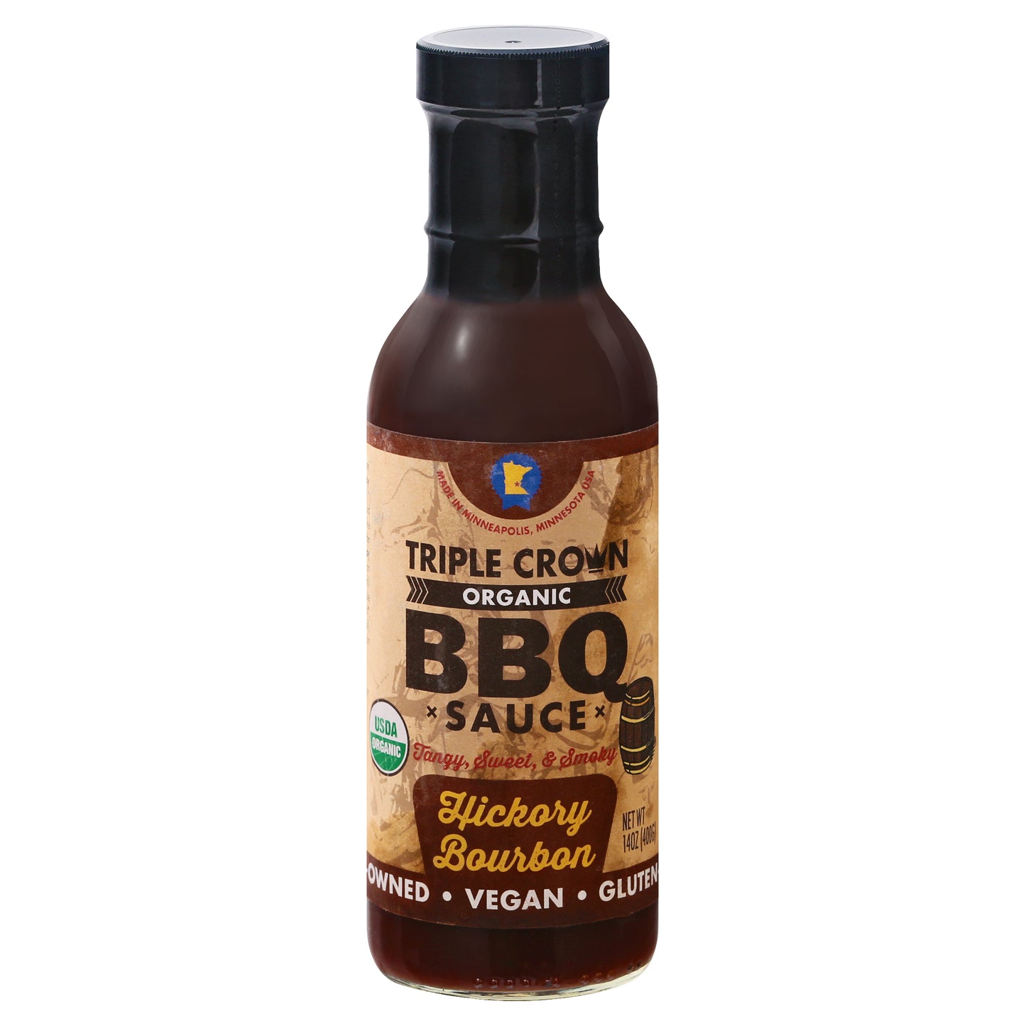 Triple Crown Organic Hickory Bourbon BBQ Sauce 14 oz