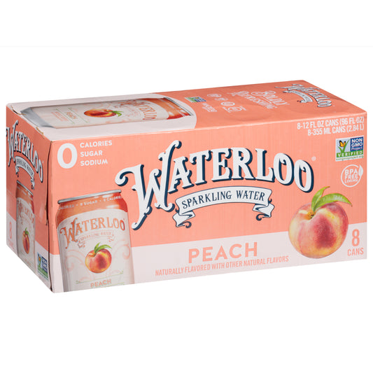 Waterloo Peach Sparkling Water 8 - 12 fl oz Cans