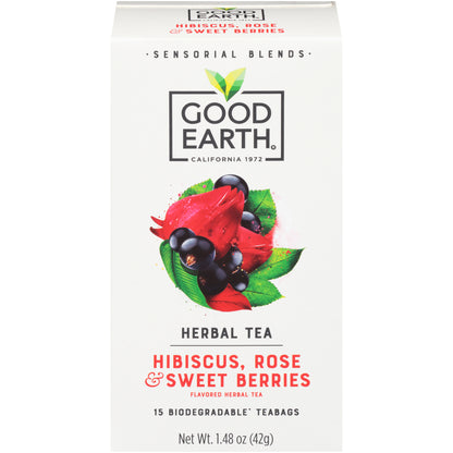 Good Earth® Sensorial Blends Hibiscus, Rose & Sweet Berries Herbal Tea Bags 15 Ct Box