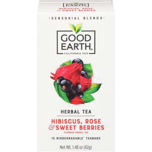 Good Earth® Sensorial Blends Hibiscus, Rose & Sweet Berries Herbal Tea Bags 15 Ct Box