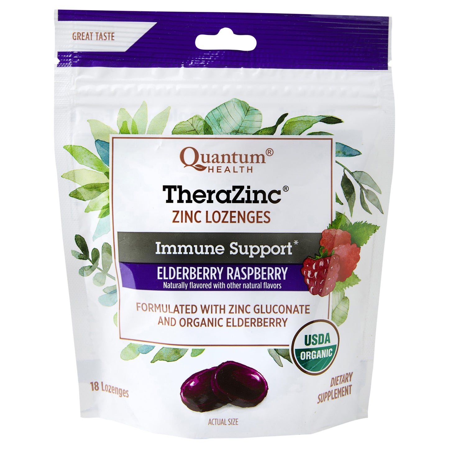Quantum Health TheraZinc Elderberry Raspberry Flavor Lozenges 18 Lozenges 18 ea