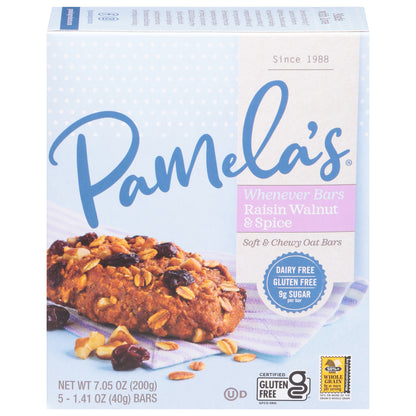 Pamela's Whenever Bars Soft & Chewy Raisin Walnut & Spice Oat Bars 5 - 1.41 oz Bars