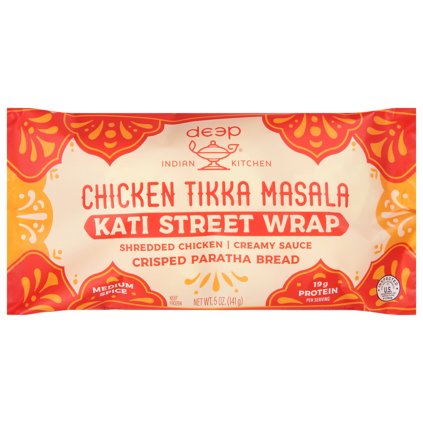 Deep Indian Kitchen Medium Spice Chicken Tikka Masala Kati Street Wrap 5 oz