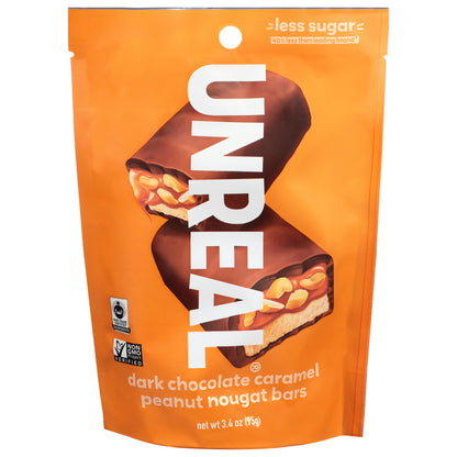 Unreal Dark Chocolate Caramel Peanut Nougat Bars 3.4 oz