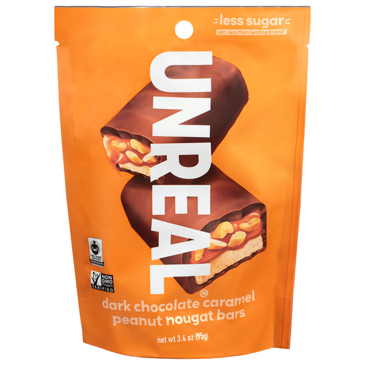 Unreal Dark Chocolate Caramel Peanut Nougat Bars 3.4 oz