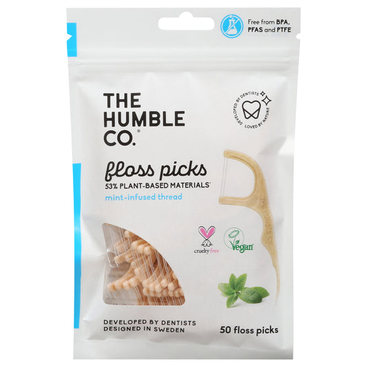 The Humble Co. Mint Infused Thread Floss Picks 50 ea
