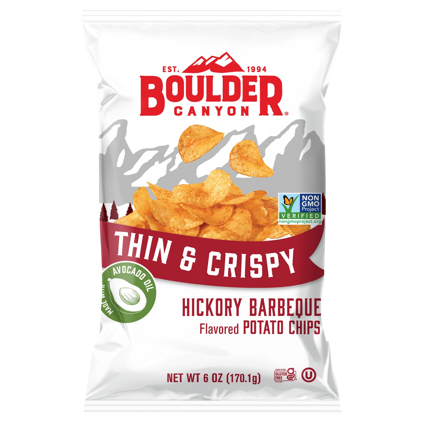 Boulder Canyon Hickory Barbeque Kettle Style Potato Chips 6 oz