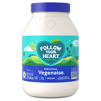 Follow Your Heart Vegenaise, Original, Dairy Free, Egg Free Mayo, 32 FL OZ Jar