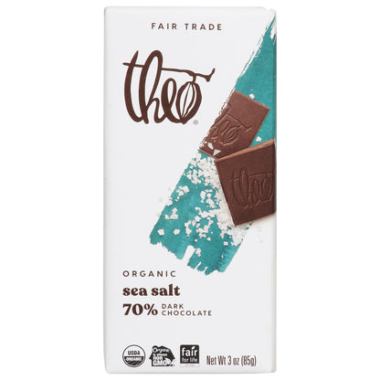 Theo Organic Sea Salt 70% Dark Chocolate 3 oz