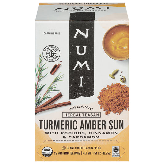 Numi Organic Tea Bags Turmeric Amber Sun Herbal Teasan 15 ea