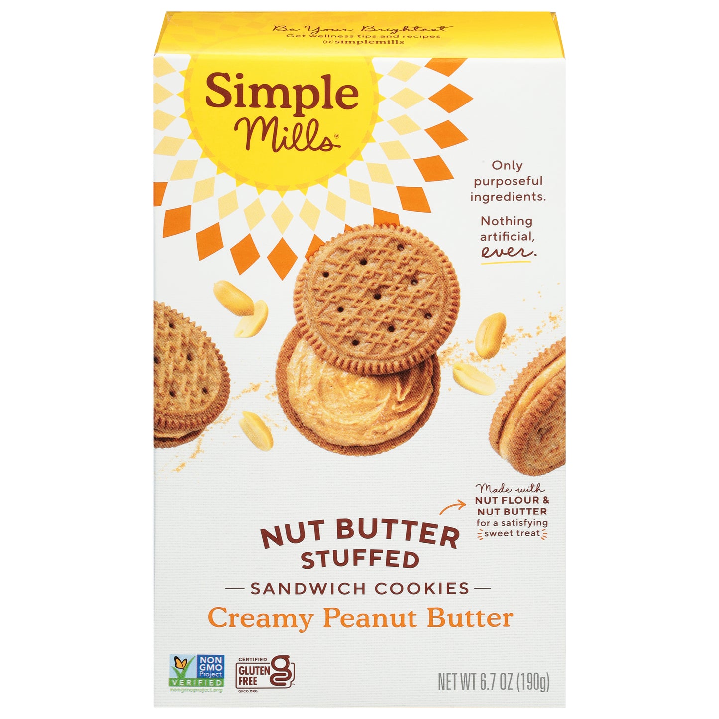 Simple Mills Nut Butter Stuffed Creamy Peanut Butter Sandwich Cookies 6.7 oz