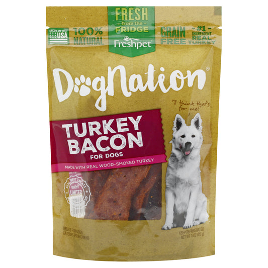 Freshpet Dognation Turkey Bacon Treats for Dogs 3 oz