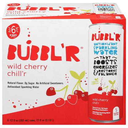 BUBBL'R Antioxidant Sparkling Water - wild cherry chill'r - 6pk - 12 fl oz
