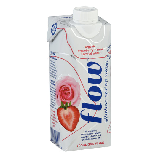 Flow Organic Strawberry + Rose Flavored Water 500 ml