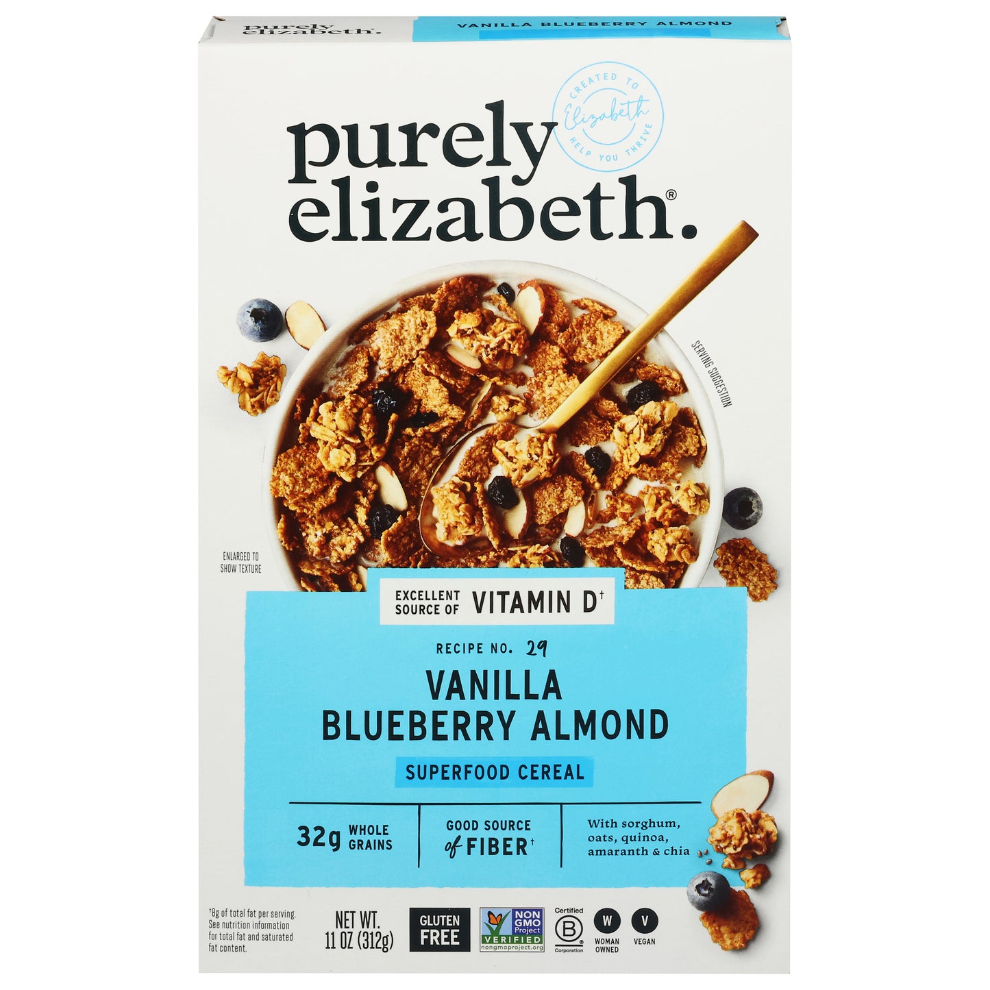 Purely Elizabeth Recipe No. 29 Vanilla Blueberry Almond Superfood Cereal 11 oz