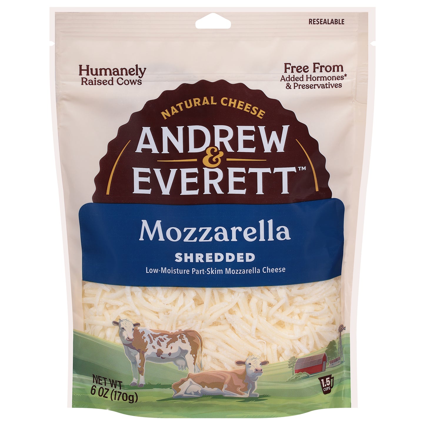 Andrew & Everett Shredded Mozzarella Cheese 6 oz