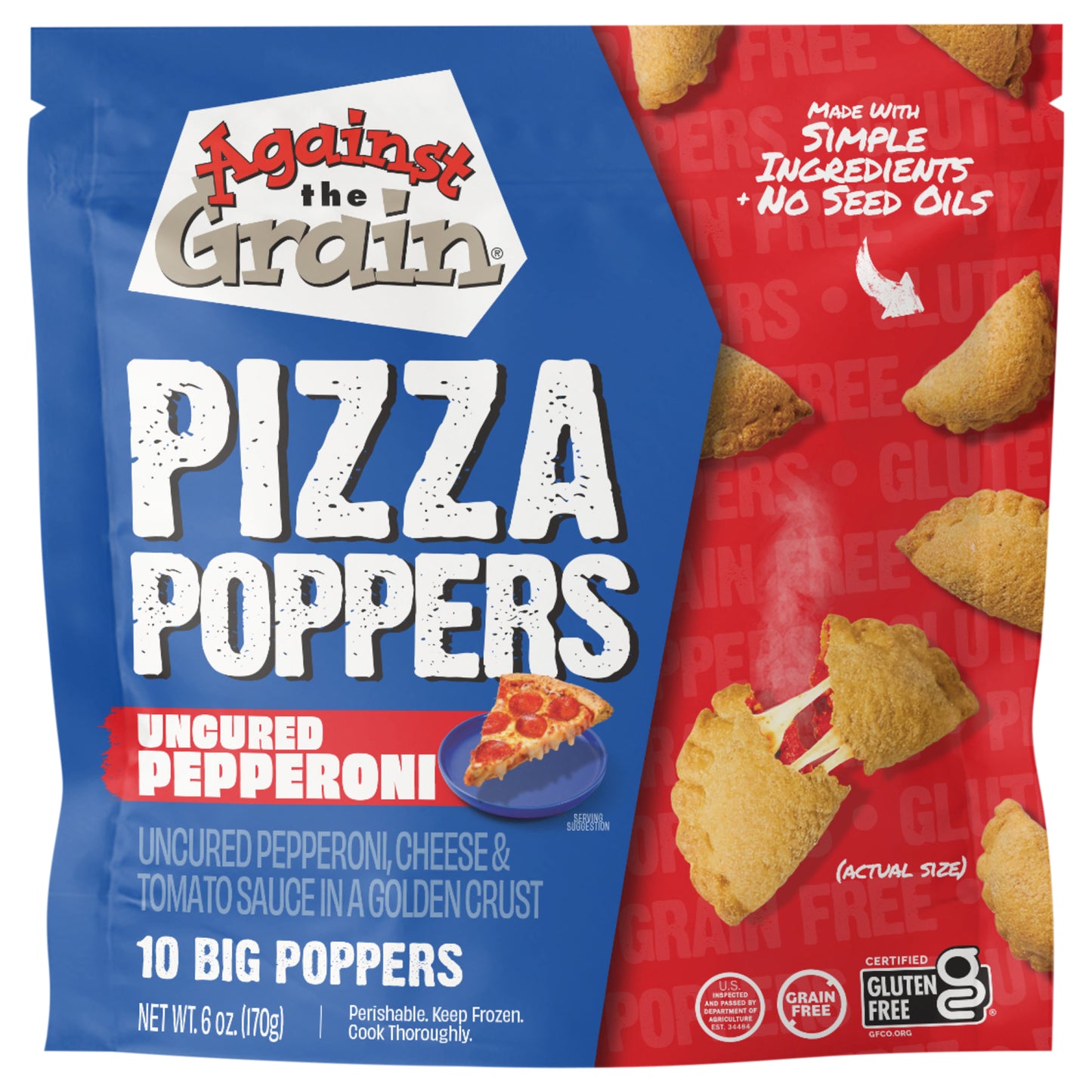 Against the Grain Gluten-Free Pepperoni Poppers, Grain-free, Seed Oil Free, 6oz