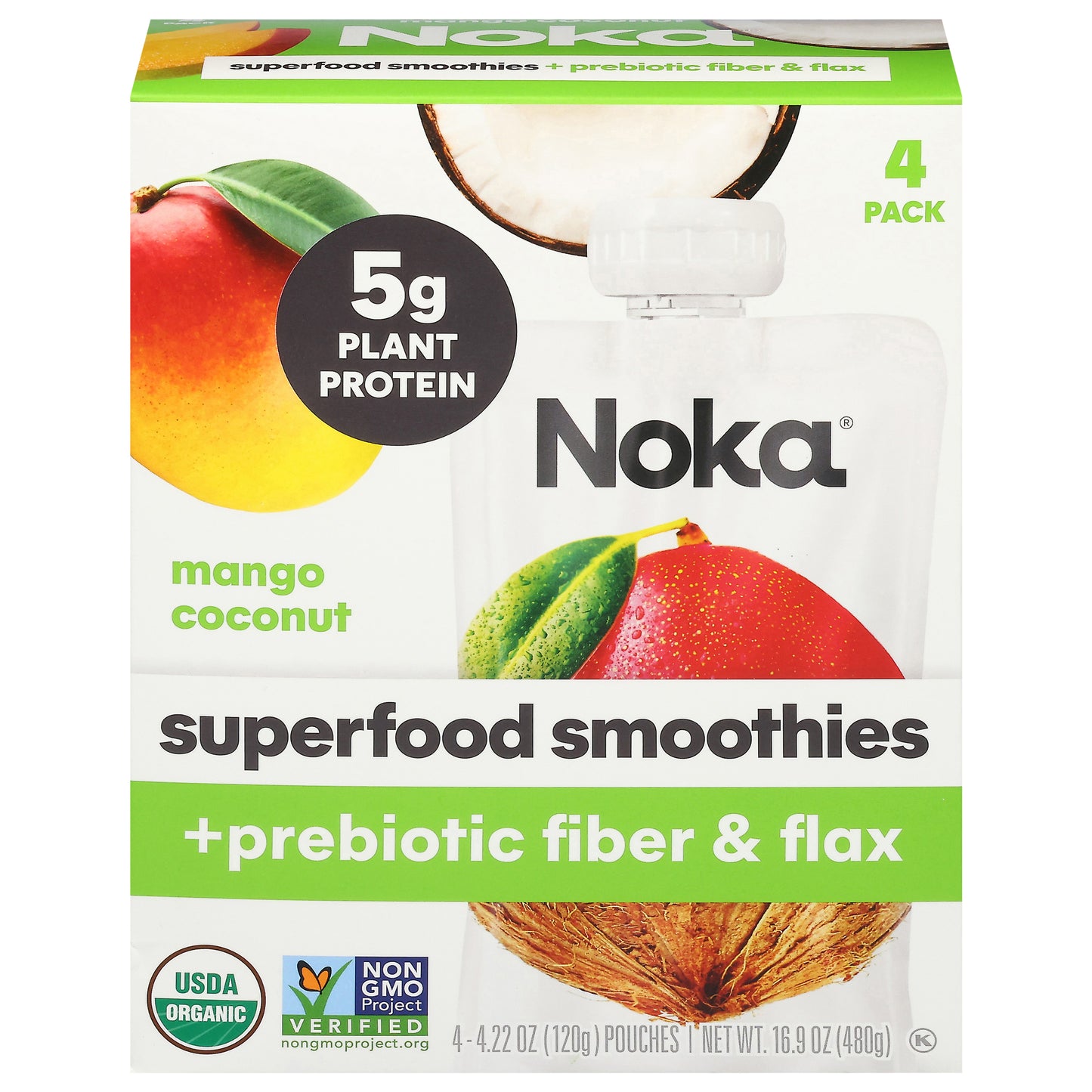 Noka Superfood Smoothies, Mango Coconut 4pack
