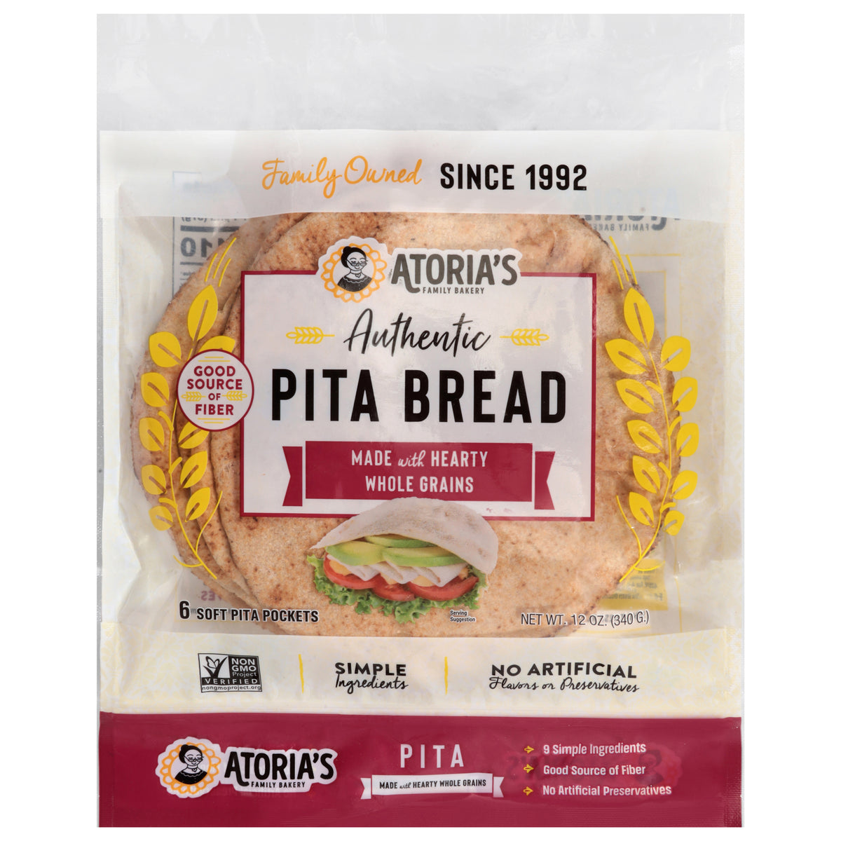 Atoria's Family Bakery Pita Bread 6 Each