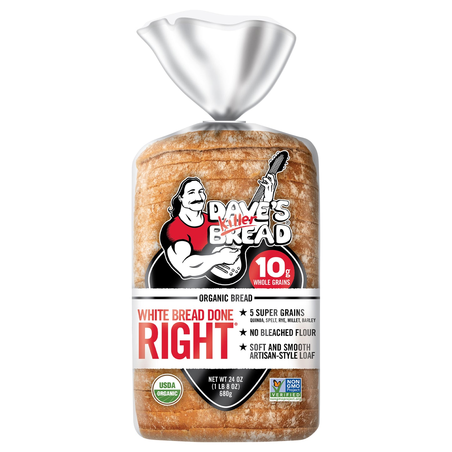 Dave's Killer Bread White Bread Done Right, Artisan-Style Organic White Bread, 24 oz Loaf