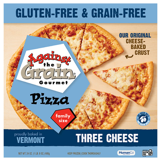 Against the Grain Gourmet Three Cheese Pizza Family Size 24 oz