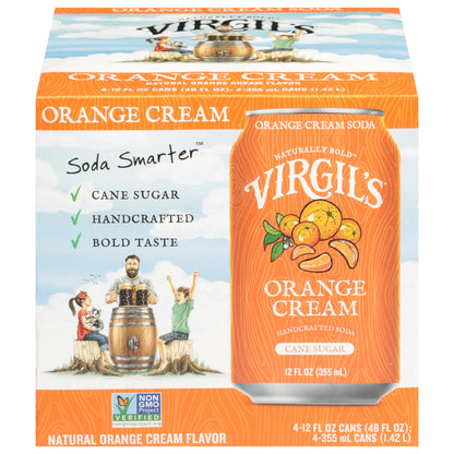 Virgil's Soda Smarter Orange Cream Soda 4 - 12 fl oz Cans