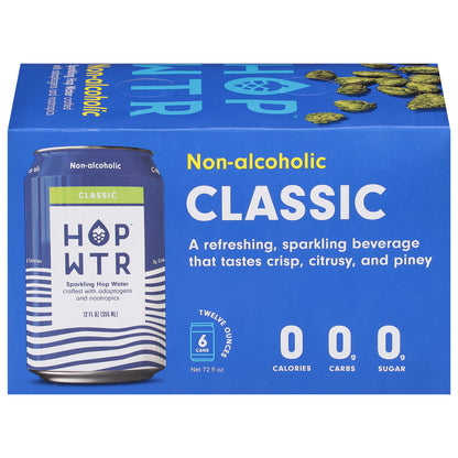 Hop Wtr Non-Alcoholic Classic Sparkling Hop Water 6 - 12 oz Cans