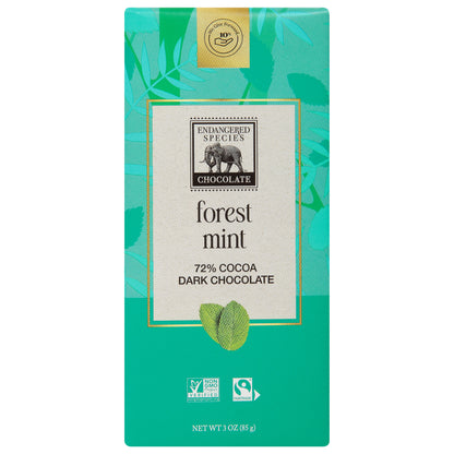 Endangered Species Forest Mint 72% Cocoa Dark Chocolate 3 oz