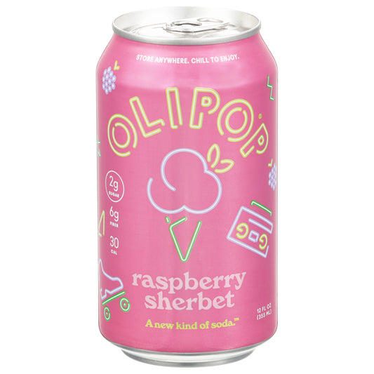 Olipop Raspberry Sherbet Soda 12 fl oz