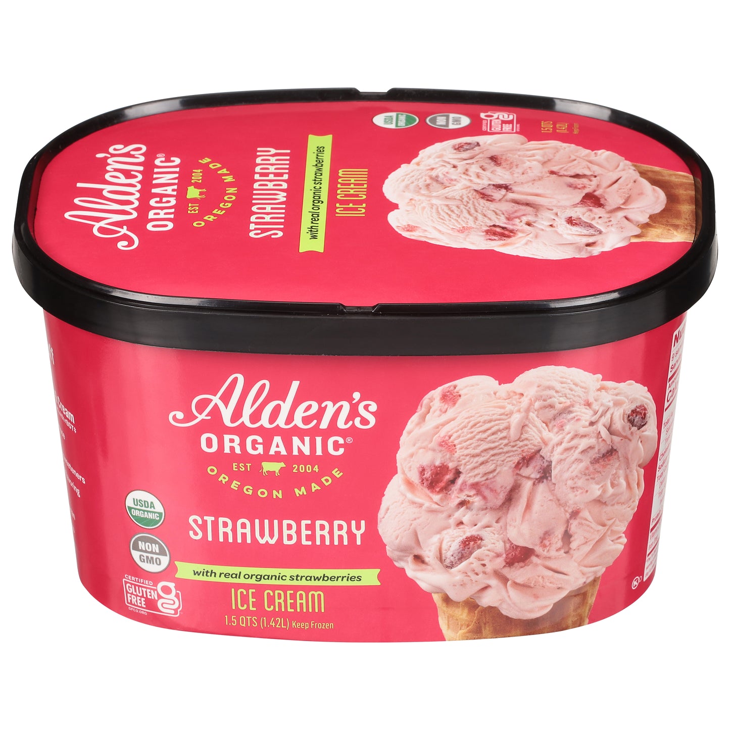 Alden's Organic Strawberry Ice Cream 1.5 qt