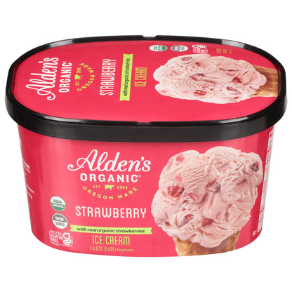 Alden's Organic Strawberry Ice Cream 1.5 qt