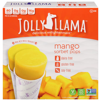 Jolly Llama Mango Sorbet Pops 4 Ea