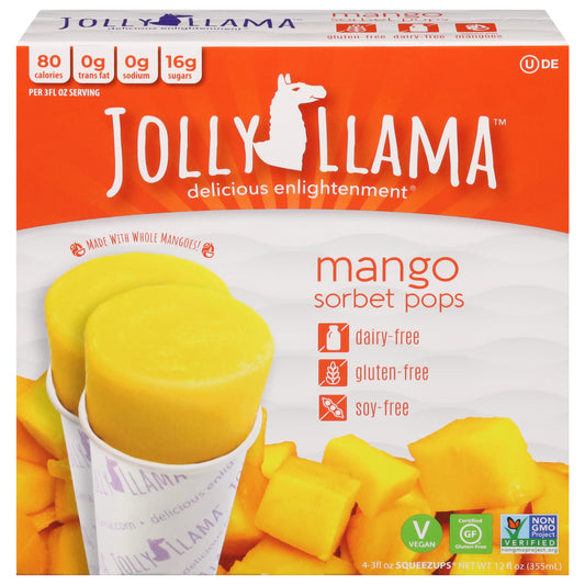 Jolly Llama Mango Sorbet Pops 4 Ea