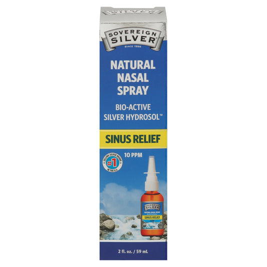 Sovereign Silver Natural Nasal Spray 10 PPM Bio-Active Silver Hydrosol Sinus Relief 2 fl oz
