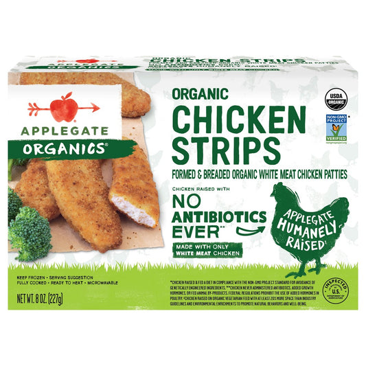 Applegate Organics Farms, Chicken Strips Organic Frozen, 8 Ounce