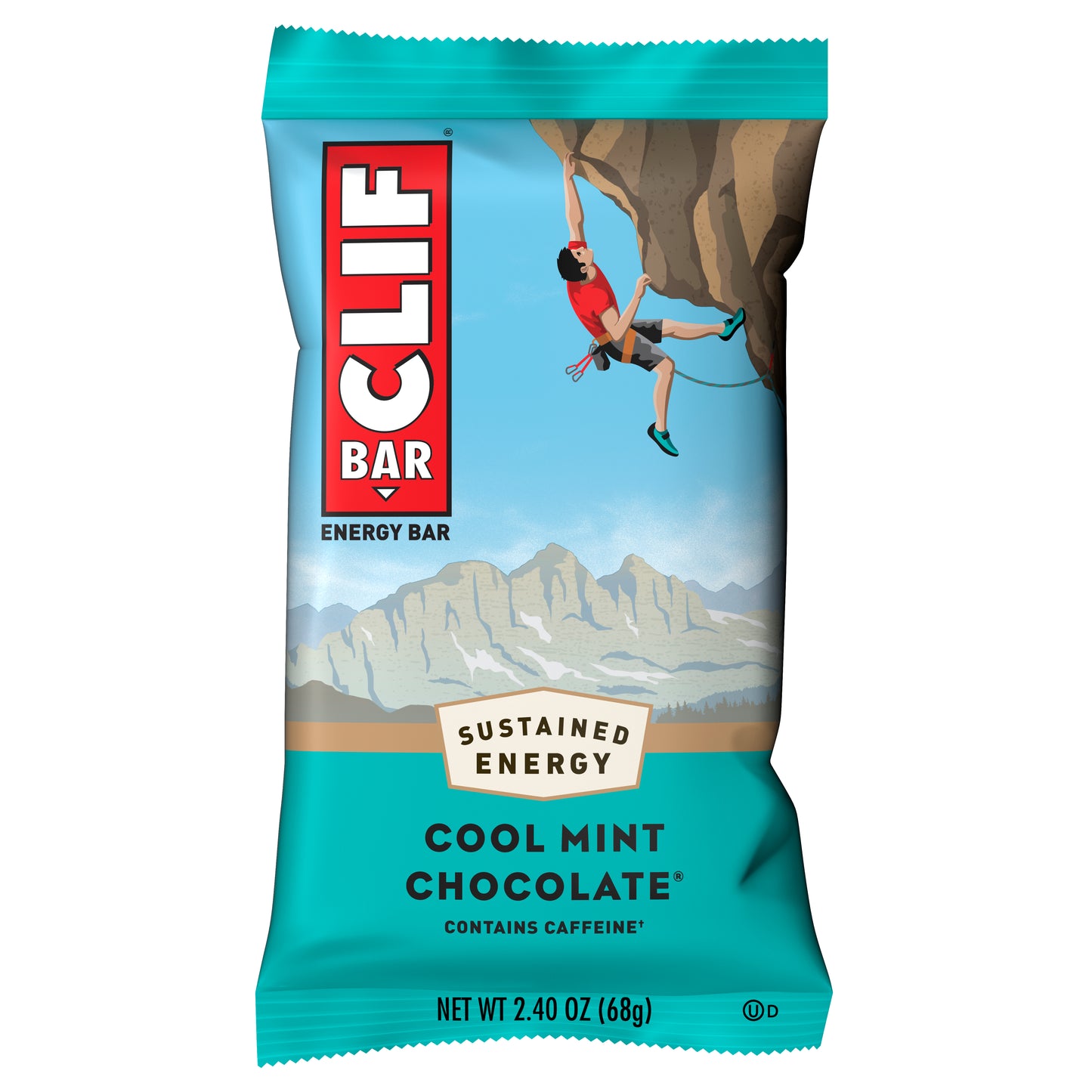 CLIF BAR - Cool Mint Chocolate with Caffeine - Made with Organic Oats - 10g Protein - Non-GMO - Plant Based - Energy Bar - 2.4 oz.