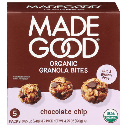 MadeGood Organic Chocolate Chip Granola Bites 5 - 0.85 oz Packs