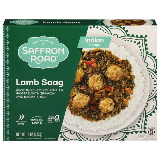 Saffron Road Lamb Saag (Spinach), Gluten-Free Indian Meal, Frozen Dinner