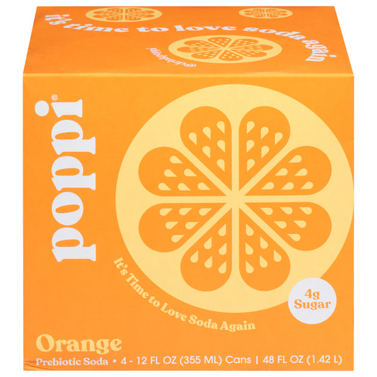 Poppi Orange Prebiotic Soda 4 - 12 fl oz Cans