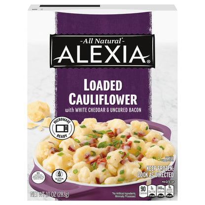 Alexia Loaded Cauliflower with White Cheddar and Bacon, Frozen Cauliflower Side, 10 oz.