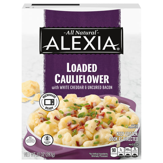 Alexia Loaded Cauliflower with White Cheddar and Bacon, Frozen Cauliflower Side, 10 oz.