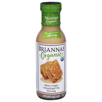 Briannas Organic Honey Ginger Vinaigrette Dressing 10 fl oz